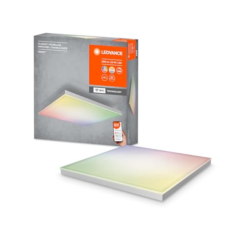 LEDVANCE Smarte LED Deckenleuchte, Panel für Innen mit WiFi Technologie, Lichtfarbe änderbar (3000K-6500K), RGB-Farben änderbar, 300mm x 300mm, Kompatibel mit Google und Alexa Voice Control, SMART+ von LEDVANCE