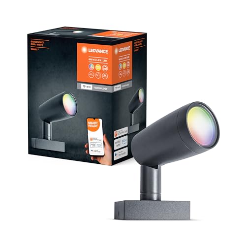 LEDVANCE Smarte LED Gartenleuchte mit WiFi Technologie, Basispaket mit 1 Spot-Strahler für Außen, RGB-Farben änderbar, Kompatibel mit Google und Alexa Voice Control, SMART+ WIFI GARDEN SPOT 1P von LEDVANCE