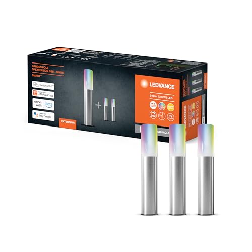 Ledvance Smarte LED Gartenleuchte mit WiFi Technologie, Erweiterungspaket mit 3 LED Garten Poles für Außen, RGB-Farben änderbar, Kompatibel mit Google und Alexa Voice Control, SMART+ WIFI GARDEN POLE von Ledvance