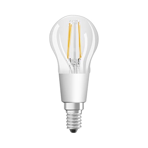 LEDVANCE Intelligente LED-Lampe mit Bluetooth-Mesh, transparenter E14-Glühfaden, tropfenförmig, dimmbar, warmweiß (2700 K), ersetzt 40-W-Glühlampen, steuerbar mit Google und Alexa, 1er-Pack von LEDVANCE