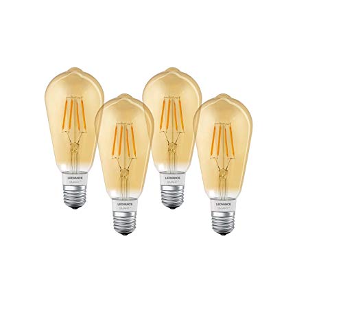 LEDVANCE Smarte LED-Lampe mit Bluetooth Mesh Technologie, Filament Edison Gold, Sockel E27, Dimmbar, Warmweiß (2400K), ersetzt Glühlampen mit 50W, steuerbar mit Alexa und Google, 4er-Pack von Ledvance