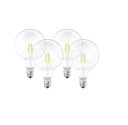 4 x LEDVANCE Smarte LED-Lampe mit Bluetooth Mesh Technologie, Filament Globe, Sockel E27, Dimmbar, Warmweiß (2700K), ersetzt Glühlampen mit 50W, steuerbar mit Alexa, Google und Apple von Ledvance