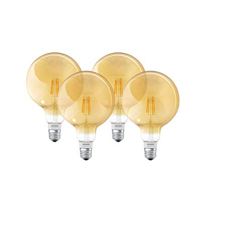 LEDVANCE Smarte LED-Lampe mit Bluetooth Mesh Technologie, Filament Globe Gold, Sockel E27, Dimmbar, Warmweiß (2400K), ersetzt Glühlampen mit 50W, steuerbar mit Alexa, Google und Apple, BT, 4er-Pack von Ledvance