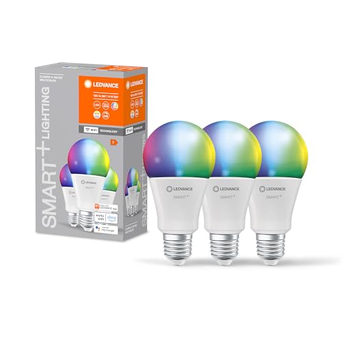 LEDVANCE Smarte LED-Lampe mit WiFi-Technologie für E27-Sockel, matte Optik ,RGBW-Farben änderbar, Lichtfarbe änderbar (2700K-6500K), 1521 Lumen, Ersatz für herkömmliche 100W-Leuchtmittel, 3-er Pack von Ledvance