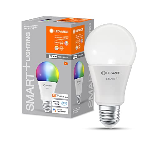 LEDVANCE Smarte LED-Lampe mit WiFi Technologie, Sockel E27, Dimmbar, Lichtfarbe änderbar (2700-6500K), RGB Farben änderbar, ersetzt Glühlampen mit 100 W, SMART+ WiFi Classic Multicolour, 4er-Pack von Ledvance