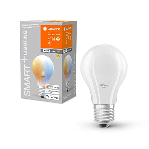LEDVANCE Smarte LED-Lampe mit WiFi Technologie, Sockel E27, Dimmbar, Lichtfarbe änderbar (2700-6500K), ersetzt Glühlampen mit 60 W, SMART+ WiFi Classic Tunable White, 1er-Pack von LEDVANCE