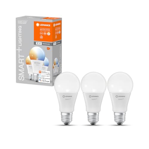 LEDVANCE Smarte LED-Lampe mit WiFi Technologie, Sockel E27, Dimmbar, Lichtfarbe änderbar (2700-6500K), ersetzt Glühlampen mit 60 W, SMART+ WiFi Classic Tunable White, 3er-Pack von LEDVANCE