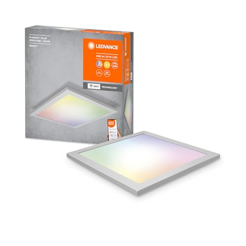 LEDVANCE Smarte LED Panel Leuchte mit WiFi Technologie für Innen, Lichtfarbe änderbar (3000-6500K), RGB Farben änderbar, 300mm x 300 mm, Kompatibel mit Google und Alexa, SMART+ PLANON PLUS MULTICOLOR von LEDVANCE