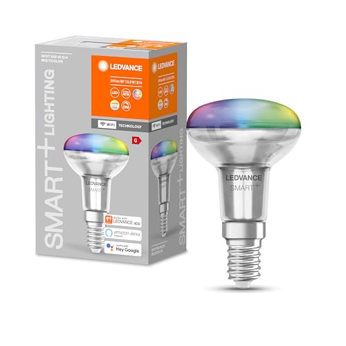 LEDVANCE Smarte LED R50 Spotlampe mit Wifi Technologie, Sockel E14, RGB-Farben & Lichtfarbe änderbar, Reflektorlampe als Ersatz für herkömmliche 40W-Glühbirnen, steuerbar mit Alexa, Google & App von LEDVANCE