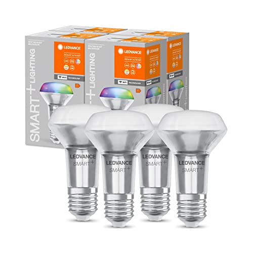 LEDVANCE Smarte LED R63 Spotlampe mit Wifi Technologie, E27, RGB-Farben & Lichtfarbe änderbar, Reflektorlampe als Ersatz für herkömmliche 60W-Glühbirnen, steuerbar mit Alexa, Google & App, 4er-Pack von LEDVANCE