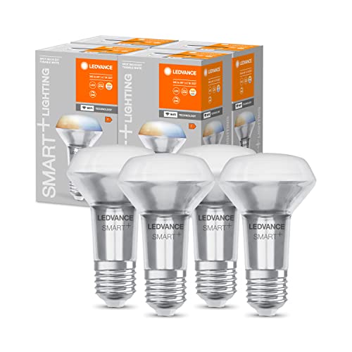 LEDVANCE Smarte LED R63 Spotlampe mit Wifi Technologie, Sockel E27, Lichtfarbe änderbar (2700-6500K), Ersatz für herkömmliche 60W-Reflektor-Glühbirnen, steuerbar mit Alexa, Google & App, 4er-Pack von Ledvance