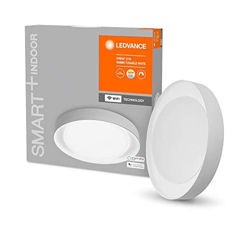 Ledvance Smarte LED Wand-und Deckenleuchte für Innen mit WiFi Technologie, Lichtfarbe änderbar (3000K-6500K), Grau, 490mm, Kompatibel mit Google und Alexa Voice Control, SMART+ WIFI ORBIS EYE von Ledvance