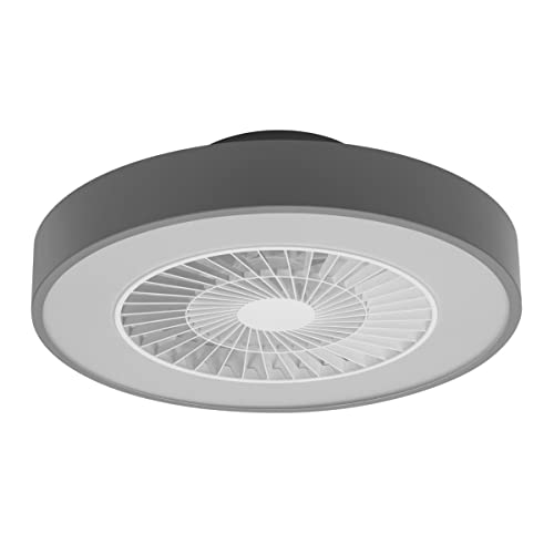 LEDVANCE Smarte WiFi LED Deckenventilator Leuchte, Zylinder förmig , grau, dimmbar, regelbare Luftgeschwindigkeit, inklusive Fernbedienung, steuerbar über App und Sprachassistenten, einfache Montage von Ledvance