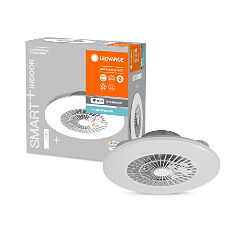 LEDVANCE Smarte WiFi LED Deckenventilator Leuchte, weiß, mit UV-C Technologie zur Luftdesinfektion mit Wifi Technologie, Smarte Ventilator Lampe steuerbar über App und Sprachassistenten von Ledvance