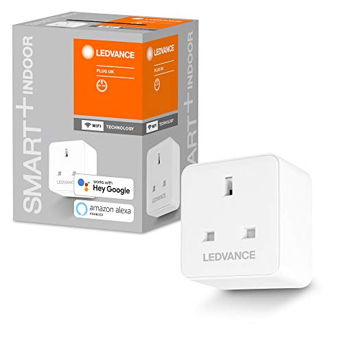 LEDVANCE Smarte schaltbare Steckdose mit WiFi-Technologie für UK-Stecker, mit Strom Vermessung, Steuerbar mit Google und Alexa Voice Control sowie Fernbedienung, SMART+ WIFI PLUG UK, 1er-Pack von Ledvance