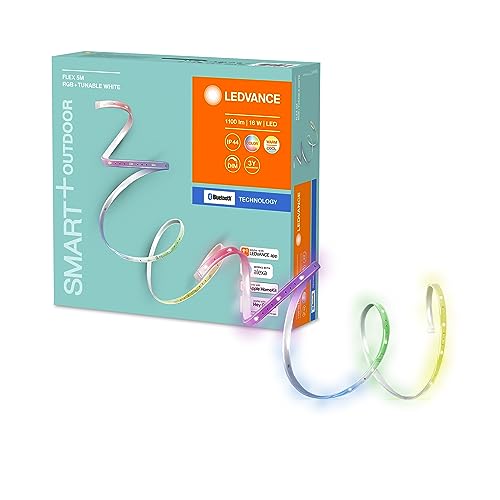 LEDVANCE LED Smartes LED Lichtband mit Bluetooth Technologie für Außen, 5 Meter Länge, Lichtfarbe änderbar(2000-6500K), RGB Farben änderbar, Steuerbar mit Google Home und Alexa, SMART+ BT FLEX OUTDOOR von Ledvance