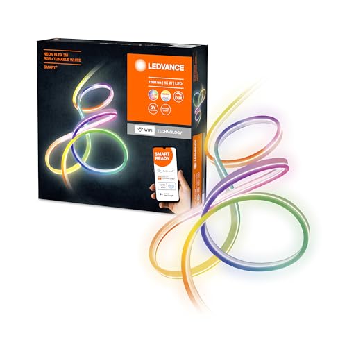 LEDVANCE Smarter LED Lichtschlauch mit WiFi Technologie für Außen, 3 Meter Länge, flexibel und biegsam, Lichtfarbe änderbar (2700-6500K), RGB-Farben änderbar, Schutzart IP44, SMART+ NEON FLEX RGBW von LEDVANCE
