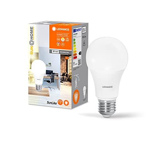 LEDVANCE SUN@HOME CLASSIC LED-Lampe, weiß, 12W, 1055lm, Glühlampenform & E27-Sockel, biodynamische Funktion, regulierbares Weißlicht (2700-6500K), dimmbar, App- oder Sprachsteuerung, lange Lebensdauer von Ledvance