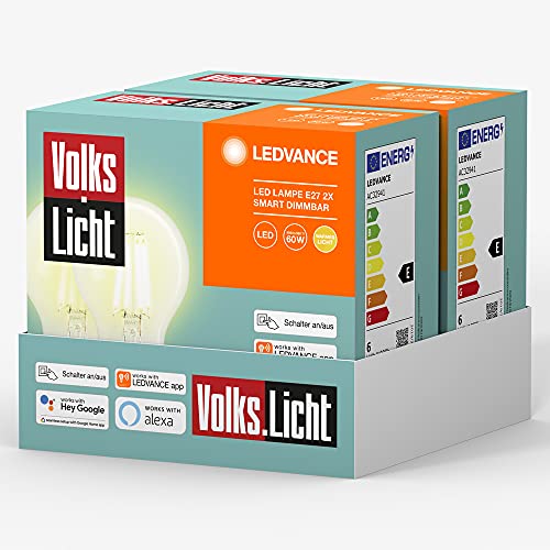 LEDVANCE Volks-Licht E27 Smarte LED Lampe | Bluetooth | warmweiss | dimmbare Glühbirne | kompatibel mit Amazon Alexa und Google Assistant | steuerbar mit der LEDVANCE App | 4 Stück (1er Pack) LEDVANCE Volks-Licht E27 Smarte LED Lampe | Bluetooth | warmweiss | dimmbare Glühbirne | kompatibel mit Amazon Alexa und Google Assistant | steuerbar mit der LEDVANCE App | 4 Stück (1er Pack) von LEDVANCE