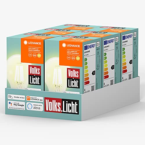 LEDVANCE Volks-Licht E27 Smarte LED Lampe | Bluetooth | warmweiss | dimmbare Glühbirne | kompatibel mit Amazon Alexa und Google Assistant | steuerbar mit der LEDVANCE App | 6er-Pack LEDVANCE Volks-Licht E27 Smarte LED Lampe | Bluetooth | warmweiss | dimmbare Glühbirne | kompatibel mit Amazon Alexa und Google Assistant | steuerbar mit der LEDVANCE App | 6er-Pack von LEDVANCE