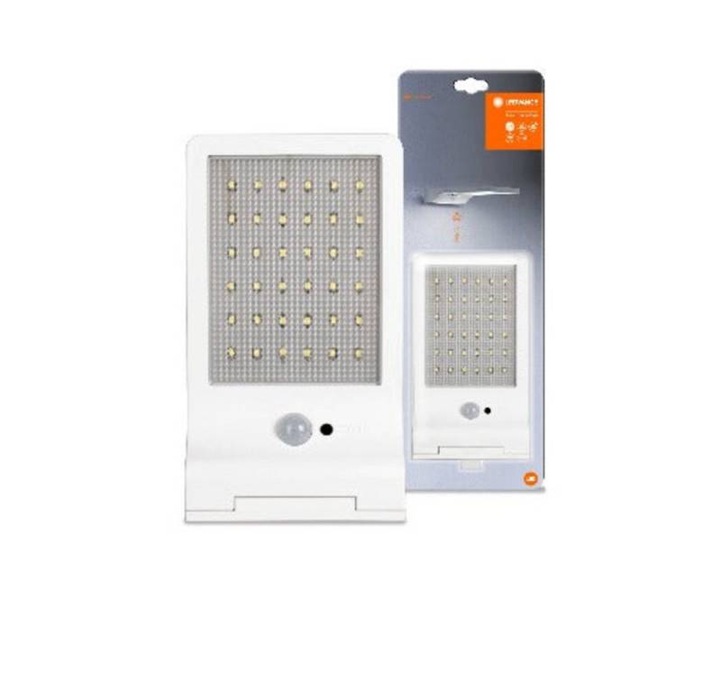 Ledvance Außen-Wandleuchte Acrylonitrile butadiene styrene (ABS), 3W, kaltweiß, 320lm, IP44, wassergeschützt






solarbetrieben, kaltweiß von Ledvance