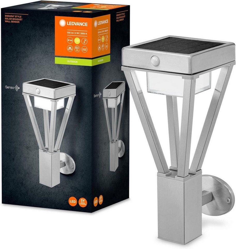 Ledvance Außen-Wandleuchte Außenleuchte Wandlampe 6W mit Bewegungsmelder Gartenleuchte Lampe, LED fest integriert, Warmweiß, Tageslichtsensor, Bewegungserkennungssensor, Energieeffizient von Ledvance