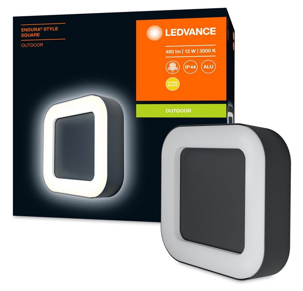 Ledvance Außen-Wandleuchte LED Wandleuchte Endura in Dunkelgrau 13W 480lm IP44 eckig, LED Ledvance Außen-Wandleuchte LED Wandleuchte Endura in Dunkelgrau 13W 480lm IP44 eckig, LED von Ledvance