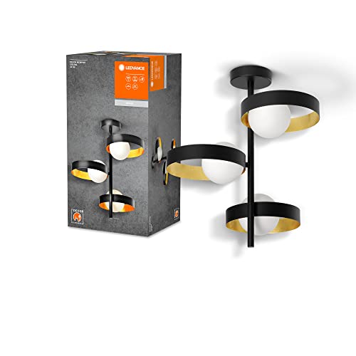 Ledvance DECOR Memphis Deckenleuchte, schwarz/gold, mit G9 Sockel für den einfachen Austausch des Leuchtmittels, kann mit einfacher oder smarter Lampe bestückt werden, Schutzklasse IP20 von Ledvance