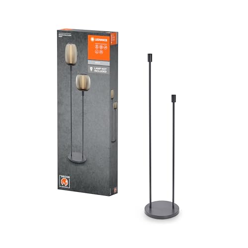 Ledvance Dekorative Stehleuchte mit 2x E27-Fassung, zwei Ständer (Höhe 78cm und 110cm), Dunkelgrau, mit 1.8m Stromkabel, perfekt passende OSRAM 1906 LED Lampe separat erhältlich von Ledvance