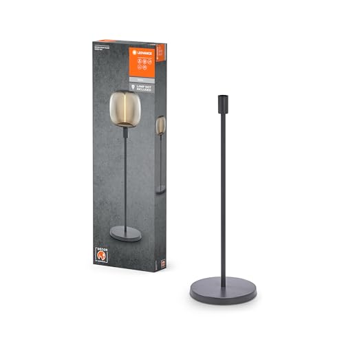 Ledvance Dekorative Stehleuchte mit E27-Fassung, kurzer Ständer (Höhe 78cm), Dunkelgrau, mit 1.8m Stromkabel, perfekt passende OSRAM 1906 LED Lampe separat erhältlich von Ledvance