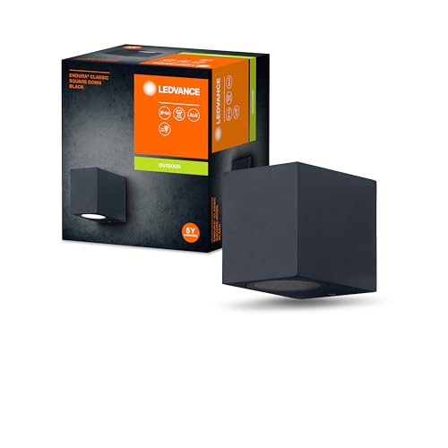 LEDVANCE ENDURA Classic Square Down Außen-Wandleuchte, schwarz, GU10-Sockel (max 35W), kann mit einfacher oder smarter Lampe bestückt werden, Down oder Up/Down Leuchtenvariante, Schutzklasse IP44 von LEDVANCE