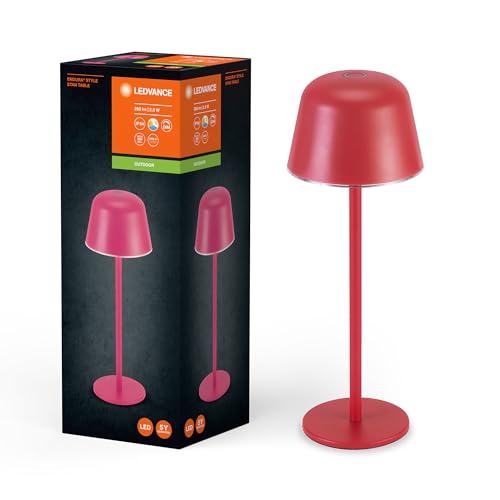 Ledvance ENDURA STYLE TABLE USB Außenleuchte, 2,5W, 200lm, Tischleuchte, magenta, wiederaufladbarer Akku, IP44 Schutzklasse, stufenloses Dimmen, Lichthelligkeits-Memory-Funktion von Ledvance