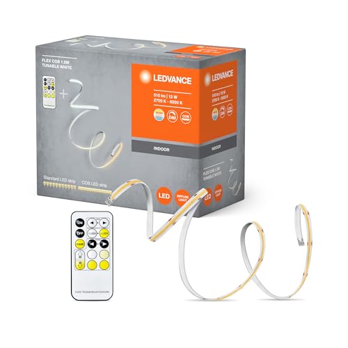 Ledvance FLEX COB 1.5M LED-Streifen TW RC, gelb, 14W, 500lm, warm- bis kaltweiß steuerbar, COB-Technologie, homogene Lichtverteilung, mit Fernbedienung, lange Lebensdauer, einfache Montage, IP20 von Ledvance