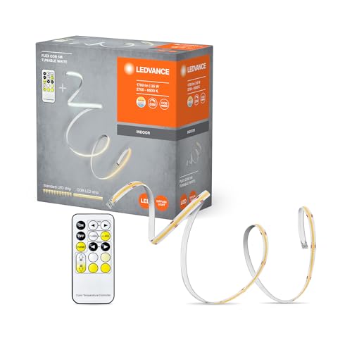 Ledvance FLEX COB 5M LED-Streifen TW RC, gelb, 30W, 1700lm, warm- bis kaltweiß steuerbar, COB-Technologie, homogene Lichtverteilung, mit Fernbedienung, lange Lebensdauer, einfache Montage, IP20 von Ledvance