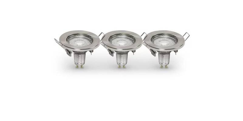Ledvance LED Einbaustrahler Ledvance LED Einbauleuchte 3-er Set GU10 nickel, Inkl. Leuchtmittel, Nicht dimmbar nicht Smart Home-fähig ohne Bewegungsmelder von Ledvance