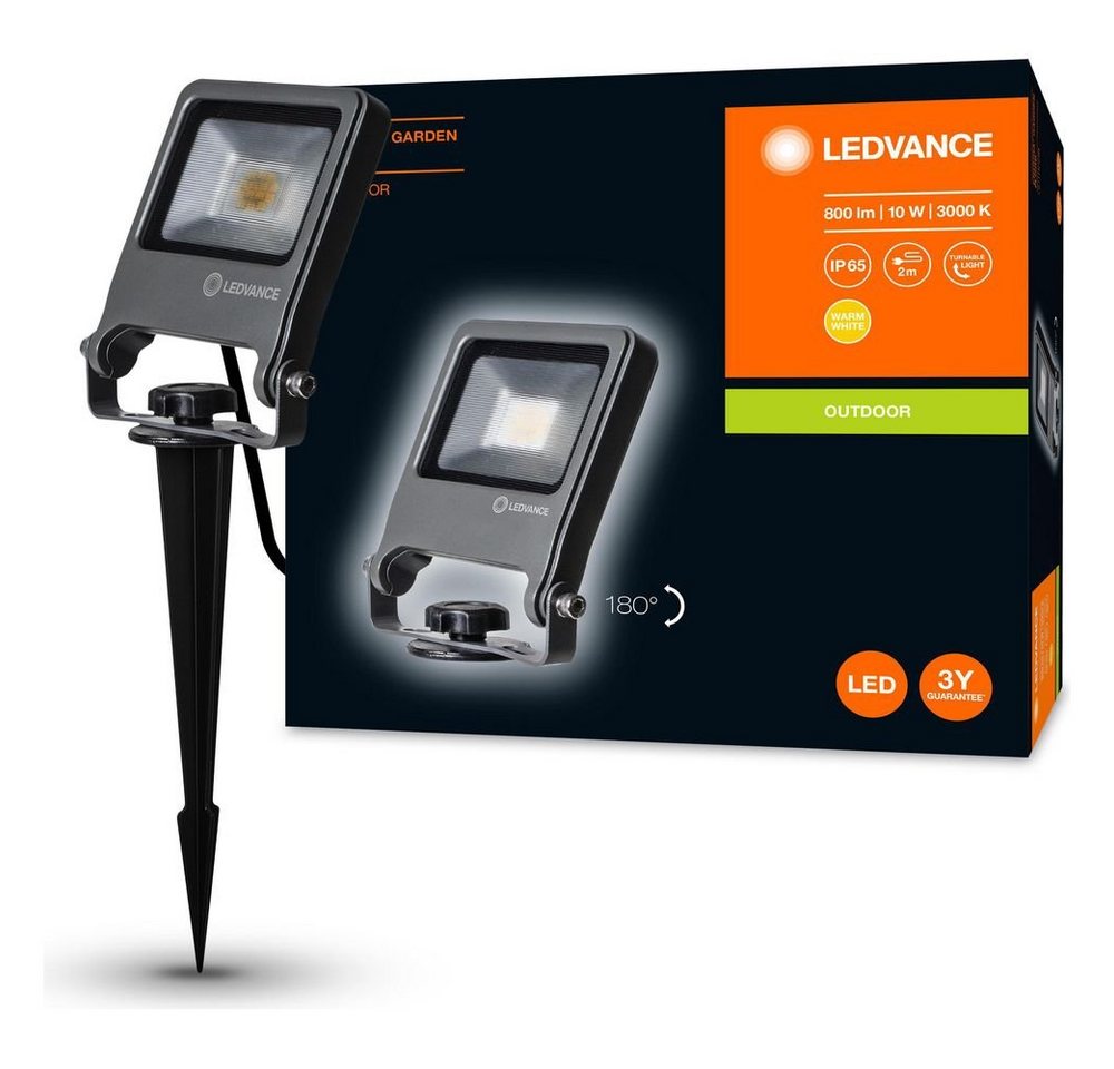 Ledvance LED Gartenstrahler LED Strahler Endura 10W 800lm IP65, keine Angabe, Leuchtmittel enthalten: Ja, fest verbaut, LED, warmweiss, Außenstrahler von Ledvance