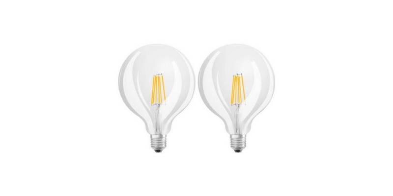 Ledvance LED-Leuchtmittel Classic Globe 125 LED Lampe 11W Dimmbar Glühbirne Leuchtmittel 2er, E27, 2 St., neutralweiss, Energiesparend,Filament,15000 Lebensdauer,4000K von Ledvance