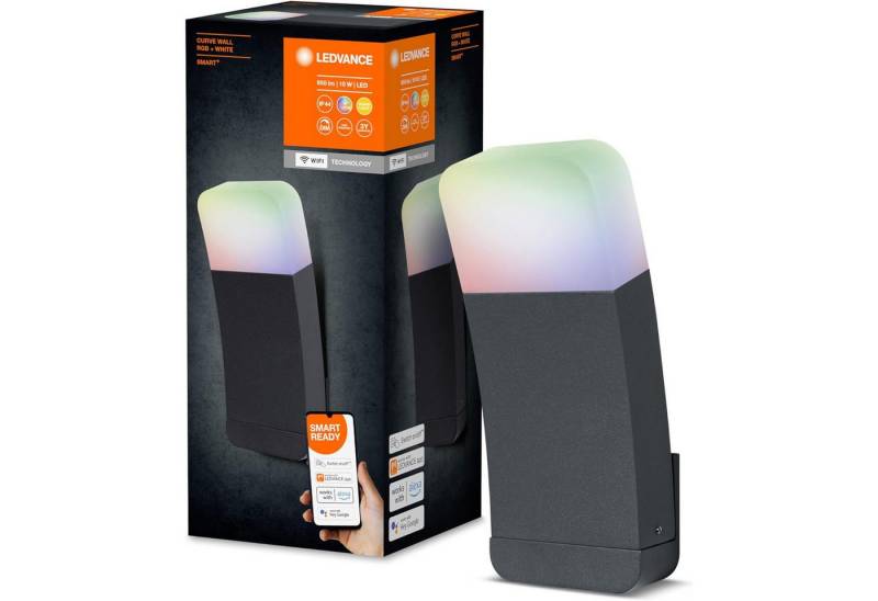 Ledvance LED-Leuchtmittel SMART+ WIFI CURVE Außenleuchte 9W RGB, 1 St., Dimmbar Wandlampe Alexa/Google von Ledvance