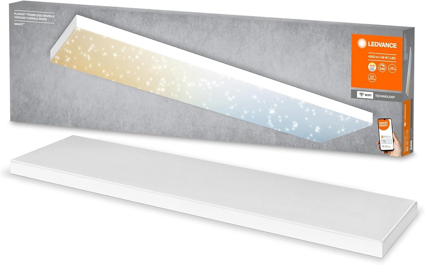 Ledvance LED Panel SMART+ WiFi Glitzer-Panelleuchte 120X30cm 38W Dimmbar Deckenleuchte, LED fest integriert, Tunable White, Kalt-zu-Warm-Farbwechsel, Farbwechsel, Glitzer, mit Glitzereffekt Ledvance LED Panel SMART+ WiFi Glitzer-Panelleuchte 120X30cm 38W Dimmbar Deckenleuchte, LED fest integriert, Tunable White, Kalt-zu-Warm-Farbwechsel, Farbwechsel, Glitzer, mit Glitzereffekt von Ledvance