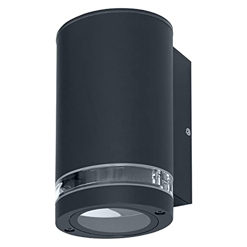 Ledvance LED Wandleuchte für 1x GU10 Leuchtmittel, Design Leuchte für Aussen, für 1-seitige indirekte Beleuchtung mit dursichtigem Ring, aus Aluminium in dunkelgrau, ENDURA BEAM GAP Wall Down GU10 von Ledvance