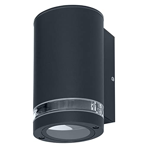LEDVANCE LED Wandleuchte für 1x GU10 Leuchtmittel, Design Leuchte für Aussen, für 1-seitige indirekte Beleuchtung mit dursichtigem Ring, aus Aluminium in dunkelgrau, ENDURA BEAM GAP Wall Down GU10 von LEDVANCE