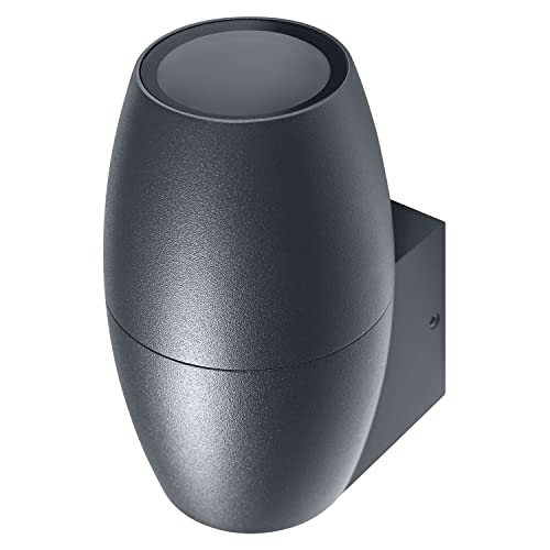 LEDVANCE LED Wandleuchte für 1x GU10 Leuchtmittel, Design Leuchte für Aussen in Kanonenoptik, für 1-seitige indirekte Beleuchtung, aus hochwertigem Aluminium in dunkelgrau, ENDURA CANNON Wall Down von LEDVANCE