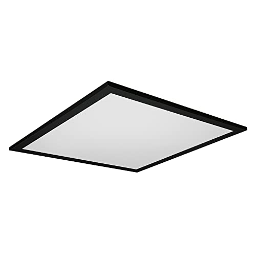 Ledvance LED WiFi Deckenleuchte schwarz, 28W, 2000LM, 3000-6500K, 45x45 cm, Wandleuchte dimmbar, RGB Technologie, Smart+Planon, steuerbar über App oder Sprachassistenten wie Alexa oder Google, von Ledvance