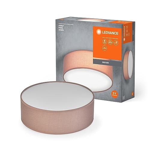 LEDVANCE ORBIS PARIS Deckenleuchte 300mm, braun, E27-Sockel, kann mit smarter Lampe bestückt werden, hochwertiges, modernes Design, mit Stoffschirm, geeignet für Innenräume, rund, IP20 Schutzklasse von LEDVANCE