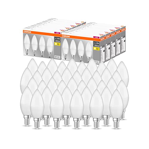Ledvance OSRAM LED Base Classic B, in Kerzenform mit E14-Sockel, Nicht Dimmbar, Ersetzt 40 Watt, Matt, Warmweiß - 2700 Kelvin, 40-Pack, 4058075819474 von Osram
