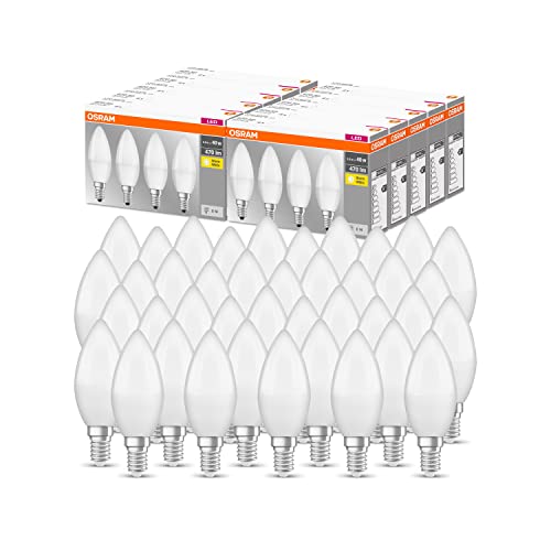 OSRAM LED Base Classic B, in Kerzenform mit E14-Sockel, Nicht Dimmbar, Ersetzt 40 Watt, Matt, Warmweiß - 2700 Kelvin, 40-Pack von Osram