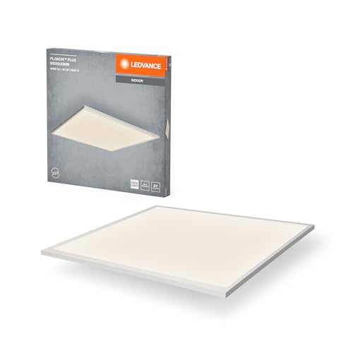 LEDVANCE Planon Plus Deckenleuchte in Weiß mit fortschrittlicher LED-Technik, 36 W, quadratische Form (600 x 600 mm), neutralweiße Lichtfarbe bei 4000 K, Aluminium-Gehäuse, mattierter PMMA-Diffuser von LEDVANCE