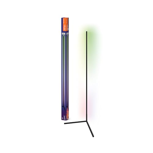 LEDVANCE SMART+ WIFI LED Eck-Stehleuchte, 140cm, schwarz, 14W, 1170lm, regulierbares Weiß- & Farblicht, dimmbar, DIY- & Musikrhythmusfunktion, lange Lebensdauer, App-steuerbar, 2700-6500K von Ledvance