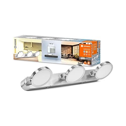 LEDVANCE SUN@HOME Badleuchte 450mm IP44, 20W, 1560lm, regulierbares Weißlicht (2200K bis 5000K), stufenlos steuerbar, dimmbar, passt das Licht automatisch dem Biorhythmus an, Schutzklasse IP44, Chrom von LEDVANCE