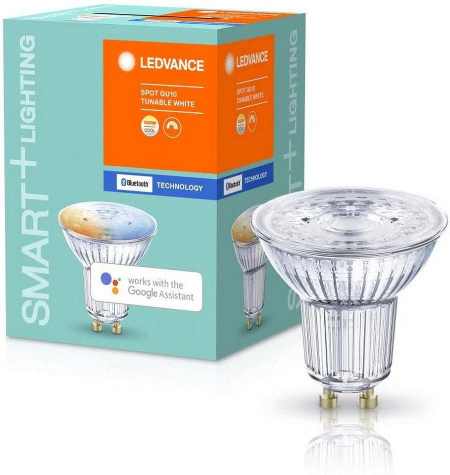 Ledvance LED-Leuchtmittel SMARTEplus LED Reflektorlampe 45° Bluetooth GU10 Spot Strahler 4er, GU10, 4 St., Warmweiß bis Kaltweiß, 2.700-6.500 K, Lichtfarbe änderbar (2700-6500K) von Ledvance